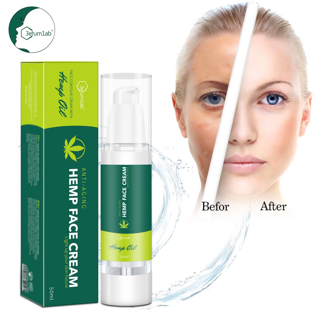 Buy 3erum1ab Hemp Face Cream,100% Vegan & Cruelty Free, Anti-Wrinkle ...